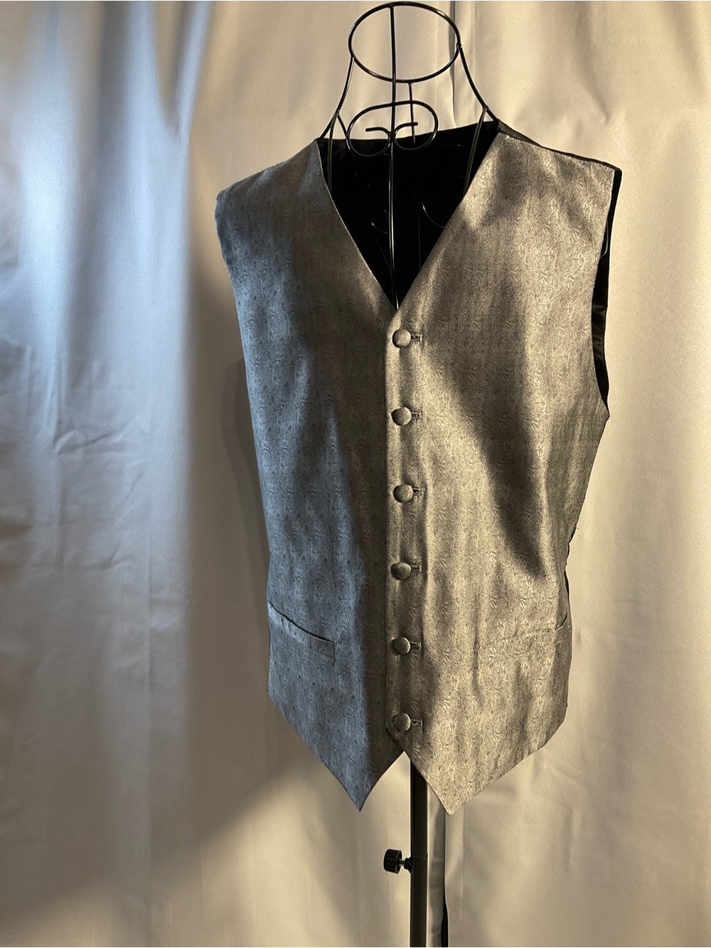Pronto Uomo Silver Men's Dress Vest - Textured Formal